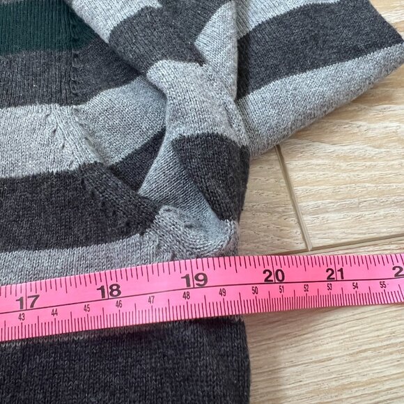 🩶Lachlan British Inspired 100% Cotton Striped Sweater Grey & Dark Green unisex - Picture 5 of 8